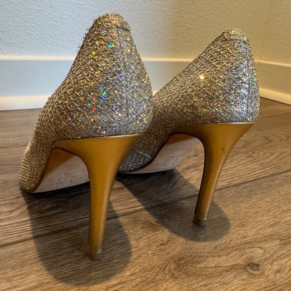 Enzo Angiolini Glittering Gold Silver Heels - Picture 7 of 16